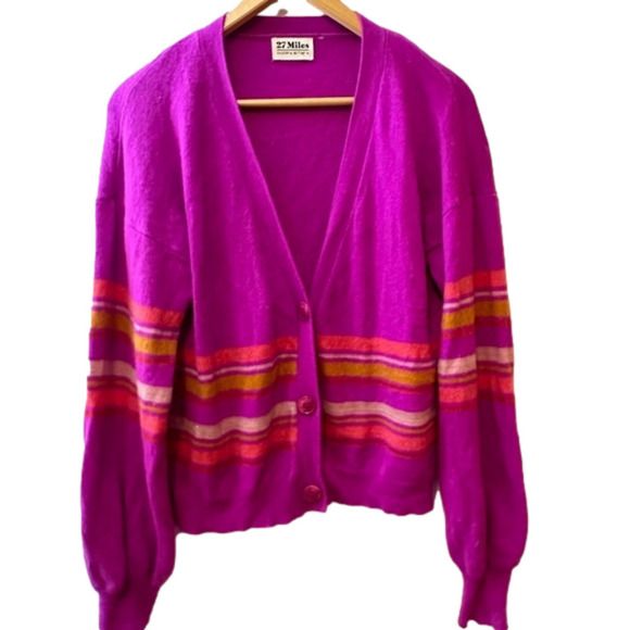 27 miles Sweaters - 27 Miles Striped Cardigan (L)